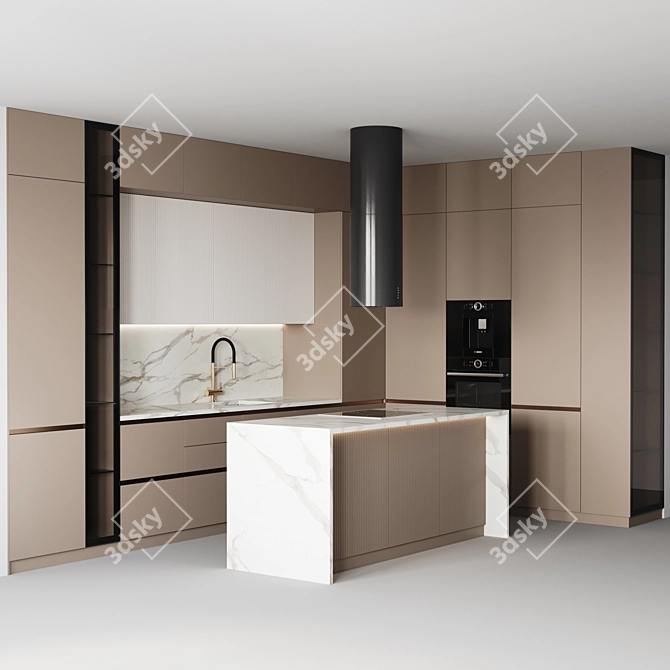 Customizable Modern Kitchen 3D Model 3D model image 2