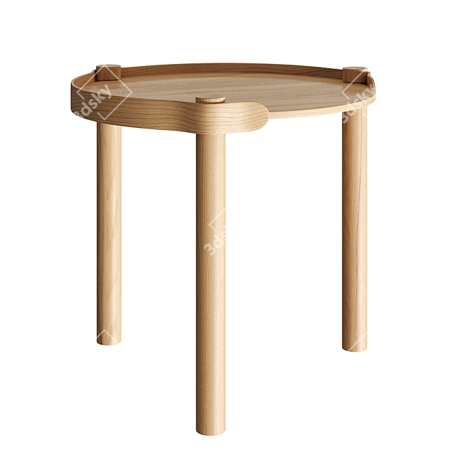 Woody Oak Round Side Table 3D model image 1