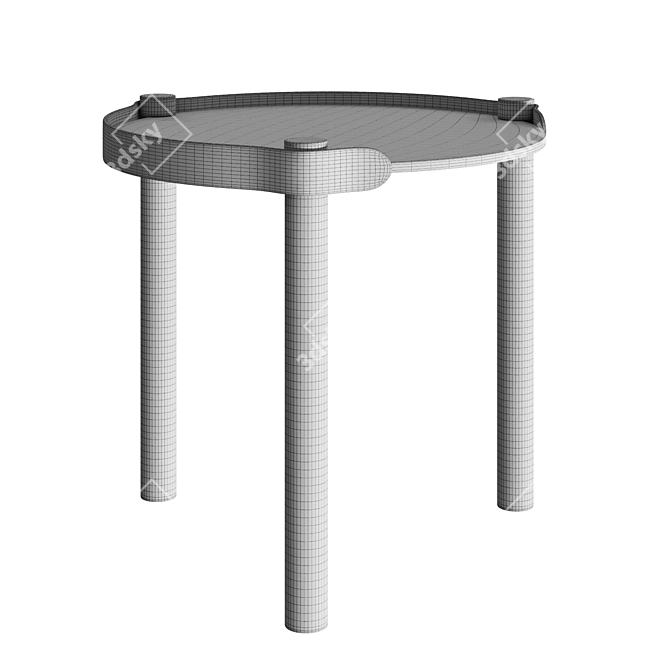 Woody Oak Round Side Table 3D model image 5