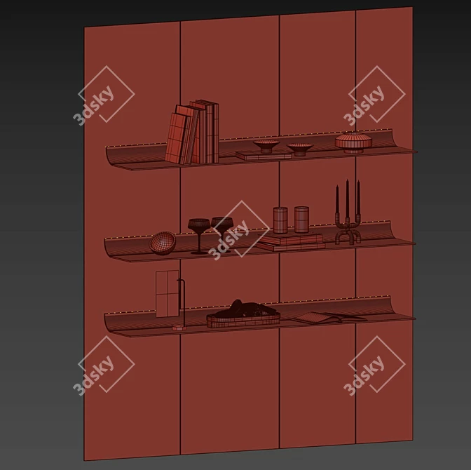 Industrial-Style Hanging Metal Shelves 3D model image 5