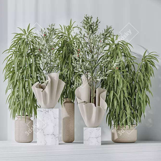 Premium Indoor Vase Tree Set 3D model image 3