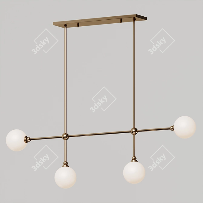 Modern Linear LED Pendant Light 3D model image 2
