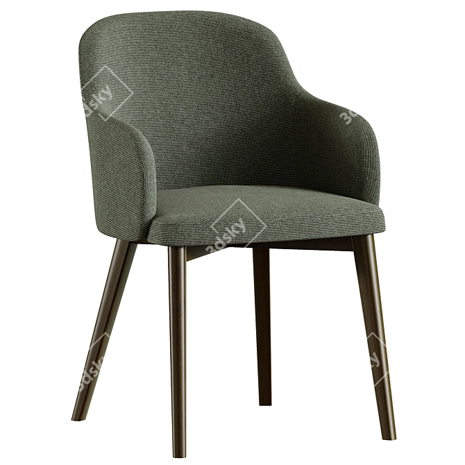 Nelida Chenille Brown Chair, Solid Beech Wood 3D model image 1