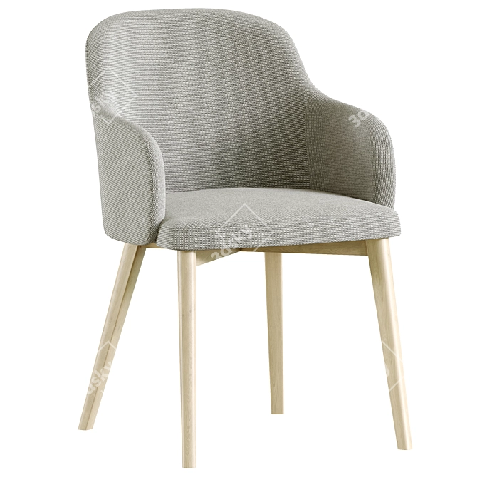 Nelida Chenille Brown Chair, Solid Beech Wood 3D model image 2