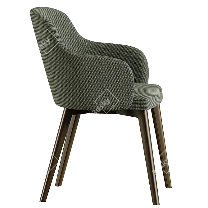 Nelida Chenille Brown Chair, Solid Beech Wood 3D model image 3
