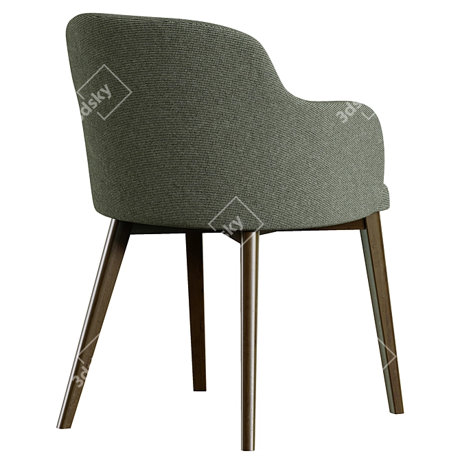 Nelida Chenille Brown Chair, Solid Beech Wood 3D model image 4