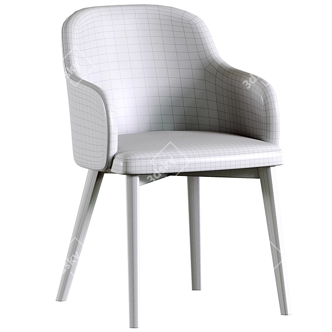Nelida Chenille Brown Chair, Solid Beech Wood 3D model image 5