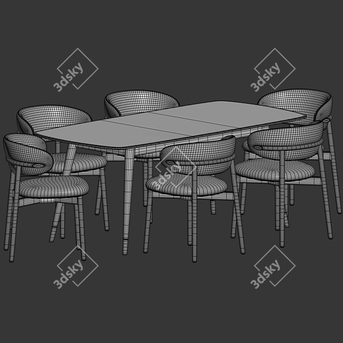 Clover Extending Dining Set Oak 3D model image 1