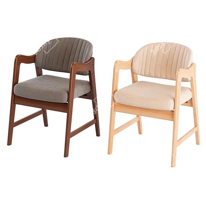 Monterey Chair in Beige Velvet 3D model image 4