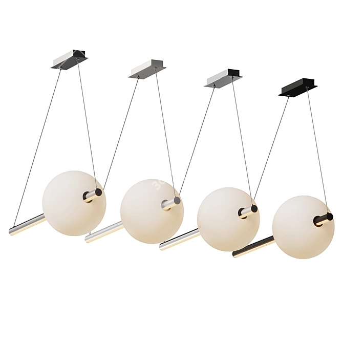 Airy Opal Glass Linear LED Suspension 3D model image 4