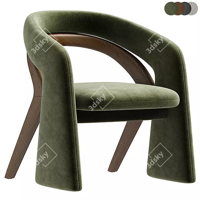 Modern Teak Olga Dining Chair 3D model image 1