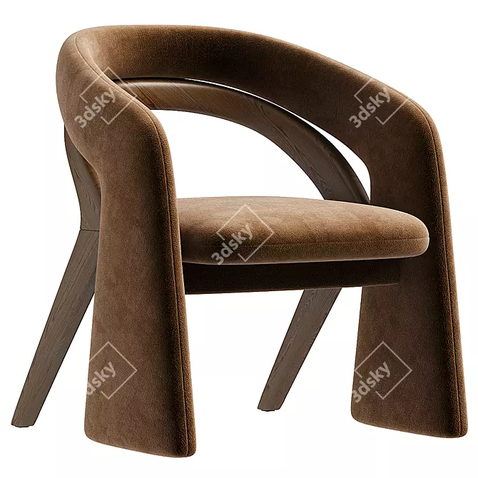 Modern Teak Olga Dining Chair 3D model image 2