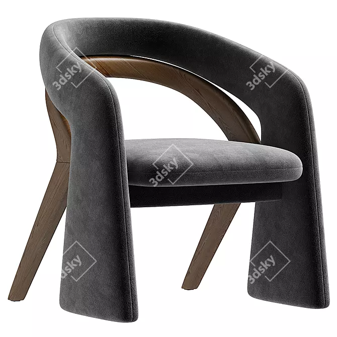 Modern Teak Olga Dining Chair 3D model image 3