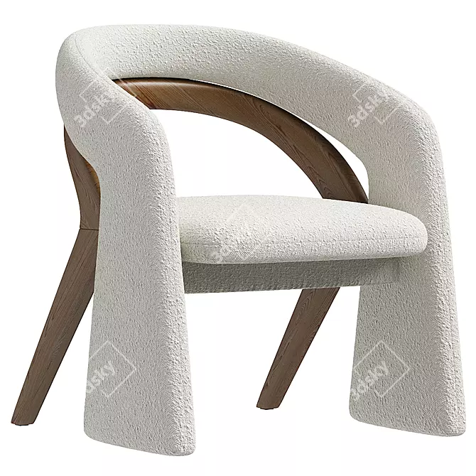 Modern Teak Olga Dining Chair 3D model image 4