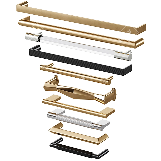 Unique Modern Furniture Handles 3D model image 2