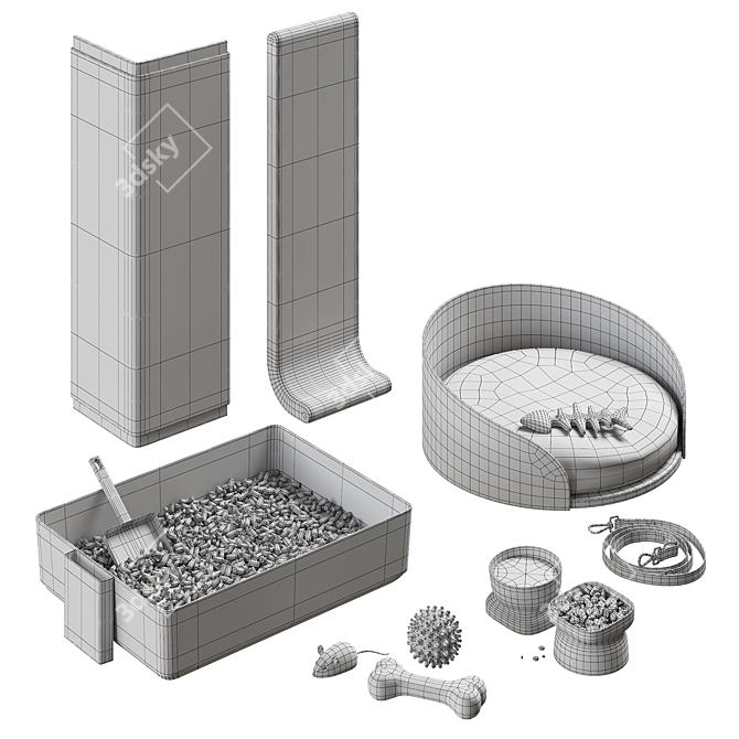 Pet Accessories Bundle Set: NG3 3D model image 6