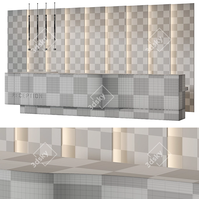 Modern Reception Desk Organic Design 3D model image 4