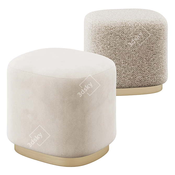 Ciro Square Brown Pouf 3D model image 1