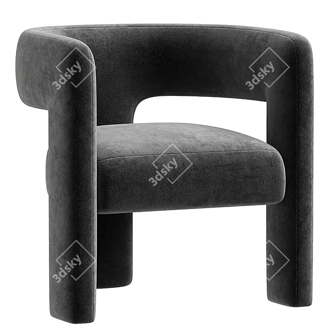 Stylish Boucle Fabric Armchair 3D model image 4