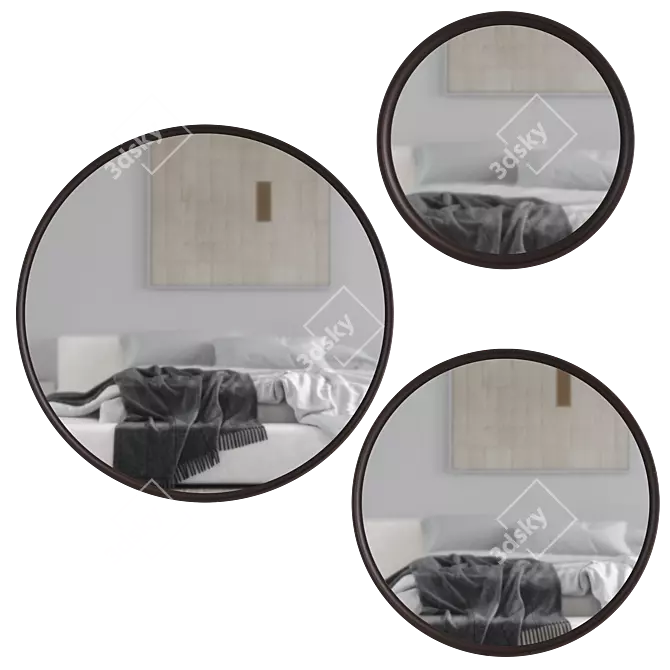 District Eight Round Mirrors Set 3D model image 2