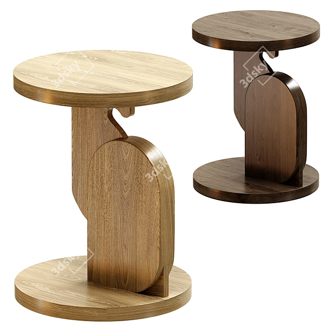 Modern Solid Wood Side Table 3D model image 2