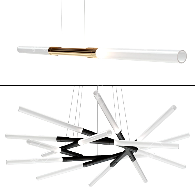Handmade LED Glass Pendant Lamps 3D model image 1