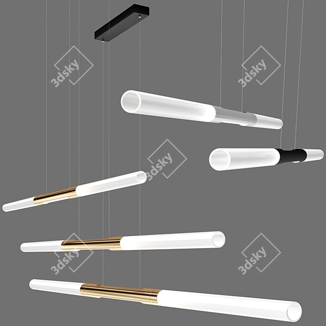 Handmade LED Glass Pendant Lamps 3D model image 3