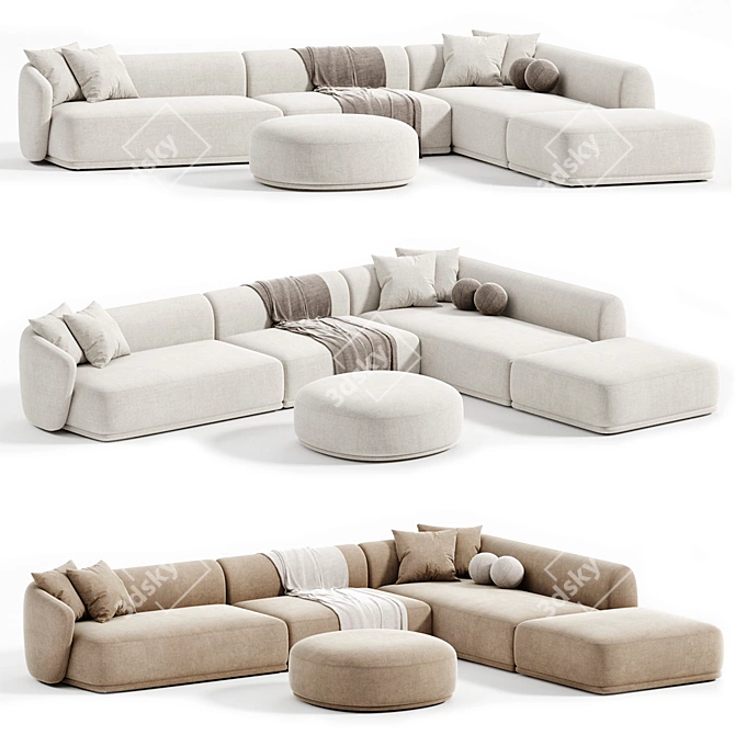 Luxury Meridiani Rene Sofa Design 3D model image 1