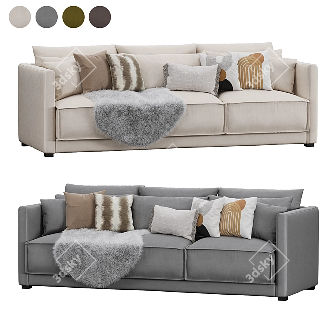 Vision Velvet Sofa Set 3D model image 1