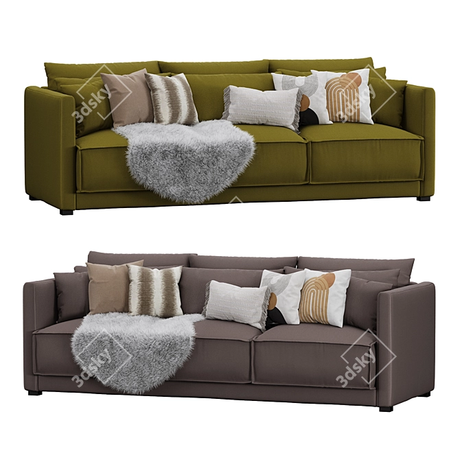 Vision Velvet Sofa Set 3D model image 2