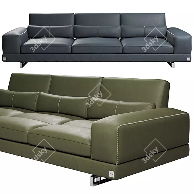 Modern Three-Seater Sofa by FENDA 3D model image 1