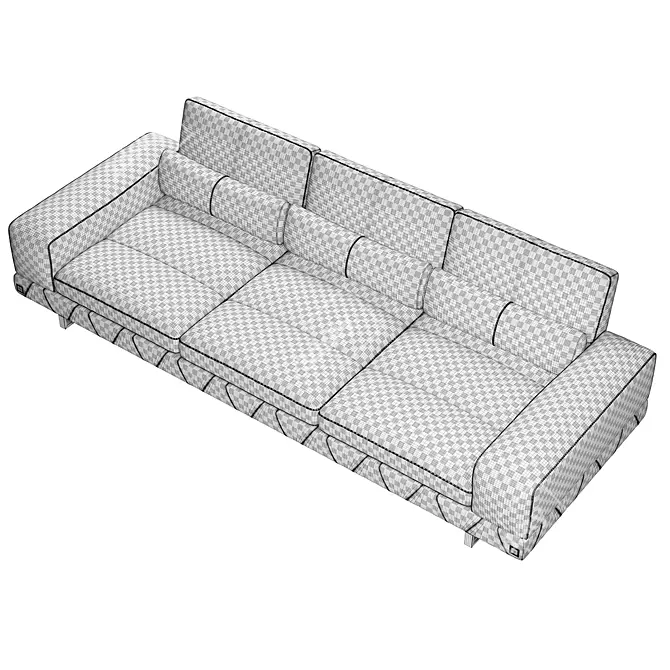 Modern Three-Seater Sofa by FENDA 3D model image 4