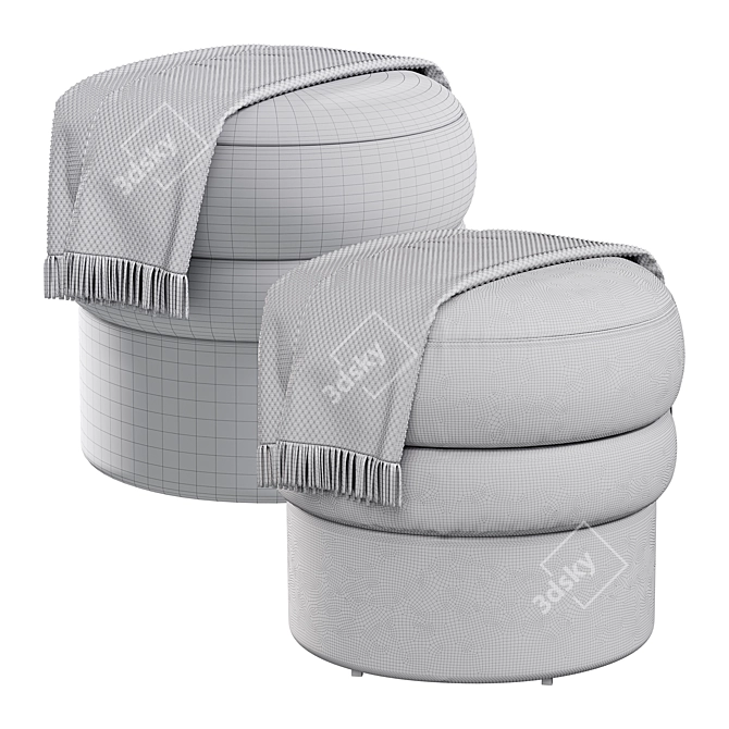 Chic Fabric Stool in Fern 3D model image 4