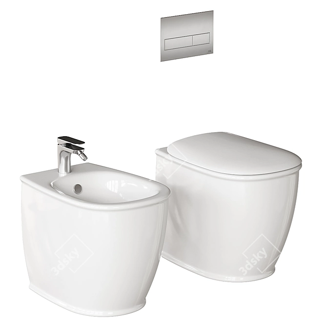 Elegant Atelier WC Bidet Set 3D model image 1