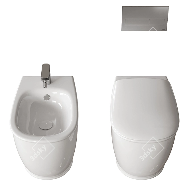 Elegant Atelier WC Bidet Set 3D model image 3