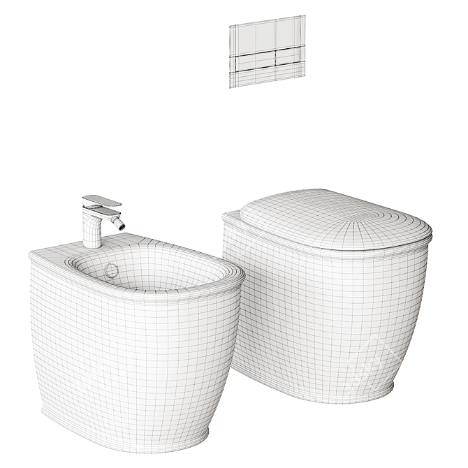 Elegant Atelier WC Bidet Set 3D model image 5