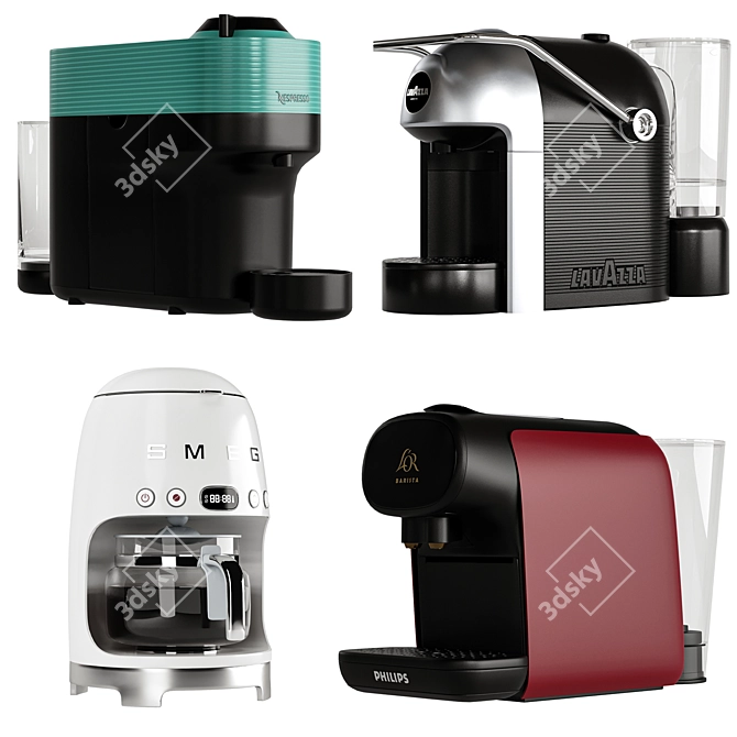 Premium Coffee Makers Set: Lavazza, Nespresso, Philips 3D model image 1