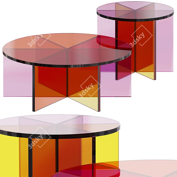 Colorful Glass Coffee Tables 3D model image 1