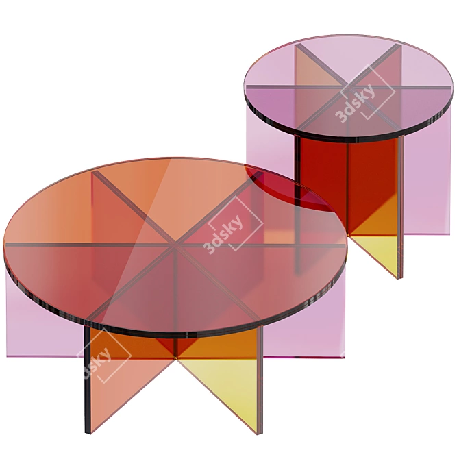 Colorful Glass Coffee Tables 3D model image 4