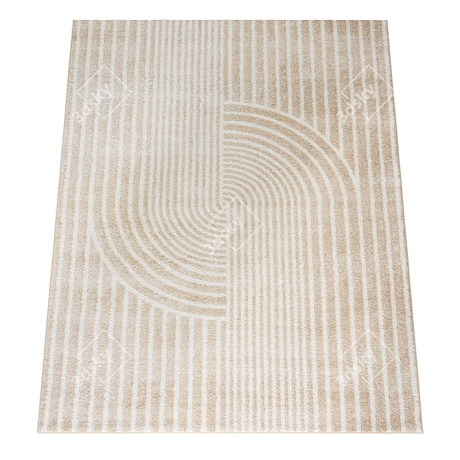 Contemporary Beige Arch Pattern Knot Rug 3D model image 3