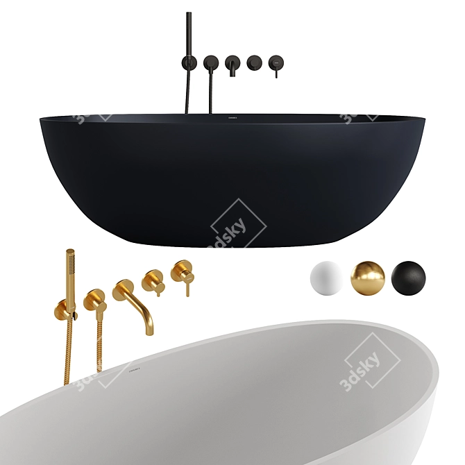 Luxury Y Bath Mixer Set 3D model image 1