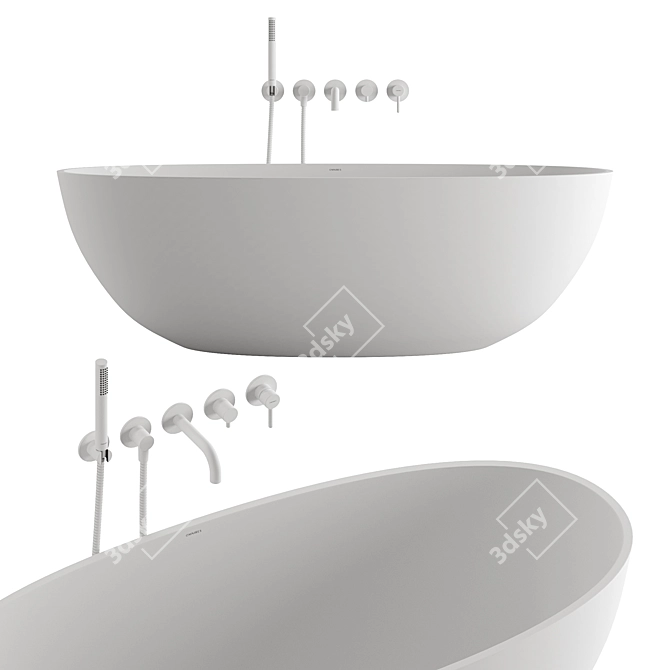 Luxury Y Bath Mixer Set 3D model image 6