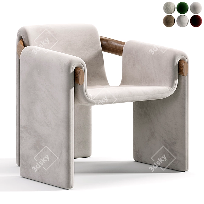 Elegant Sari Lounge Armchair 3D model image 4