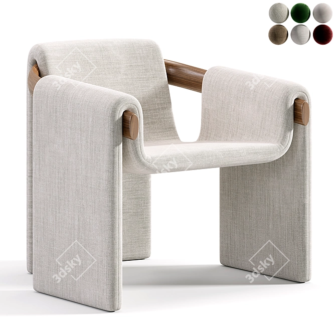 Elegant Sari Lounge Armchair 3D model image 5