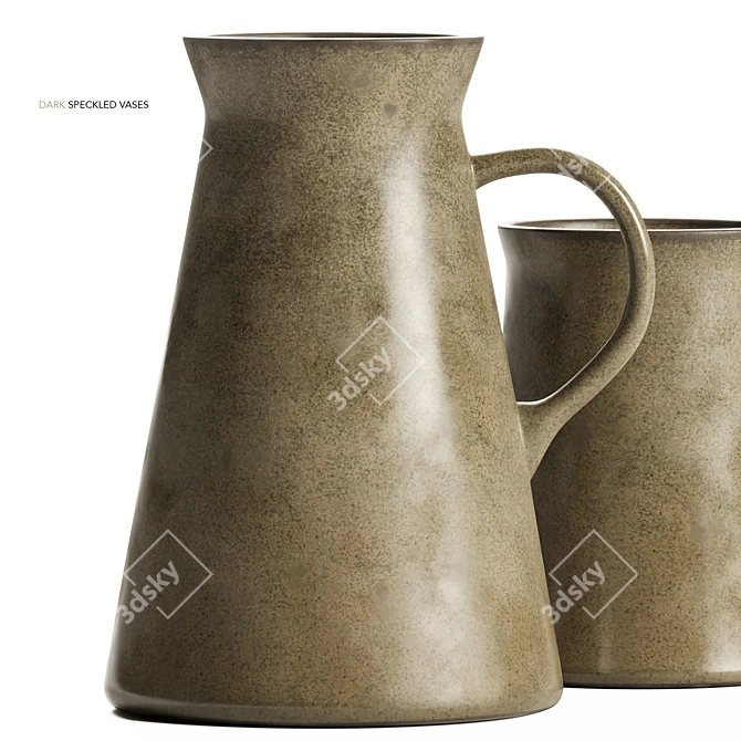 Dark Speckled Terracotta Vase Set 3D model image 2