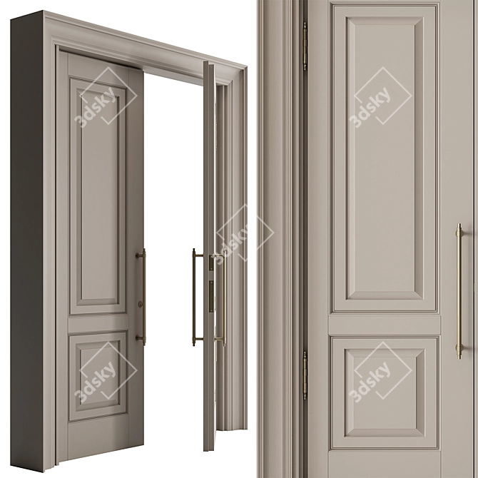 Rustic Wood Front Door Kit 3D model image 3