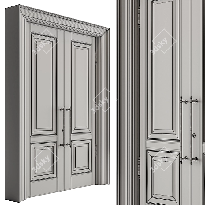Rustic Wood Front Door Kit 3D model image 4