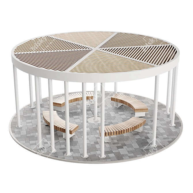 Pergola Set with Swings, Benches 3D model image 5