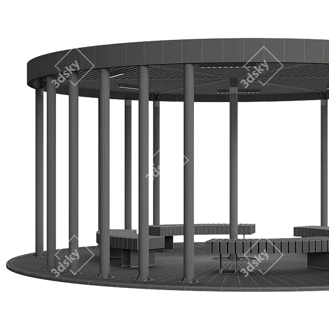 Pergola Set with Swings, Benches 3D model image 7