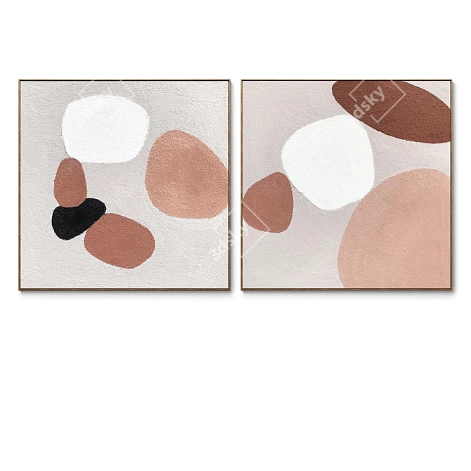Square Plaster Photo Frames Set 3D model image 3